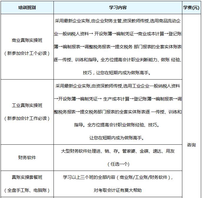 广州新希望教育会计培训课程安排