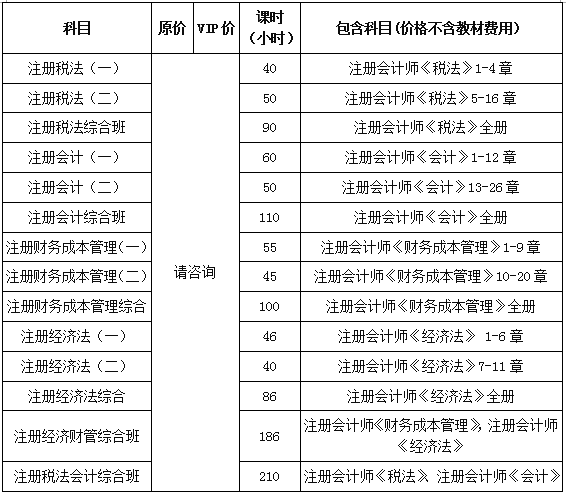 北京注册会计师系列培训课程