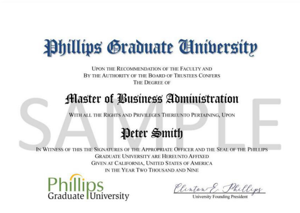 美国菲利普斯研究大学工商管理硕士MBA学位班招生简章