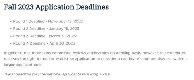 美國(guó)部分高校公布23Fall申請(qǐng)日期公告