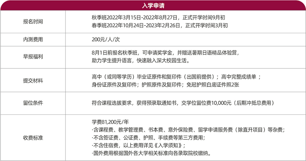 深大优舶留学服务中心日本留学国际课程2023学年招生简章