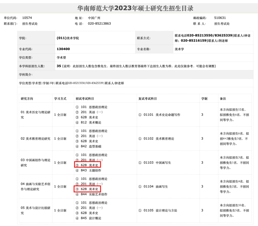 2023年华南师范大学艺术设计类专业招生目录