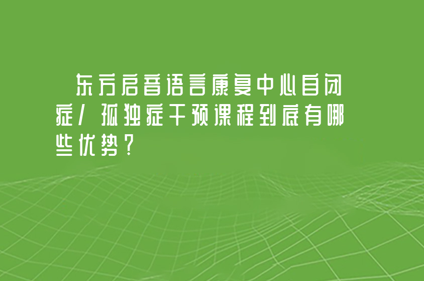 深圳东方启音言语康复中心自闭症/孤独症干预课程到底有哪些优势？