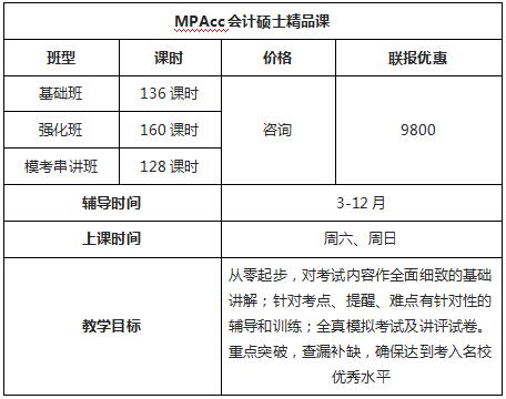 武汉MPAcc会计硕士精品课程