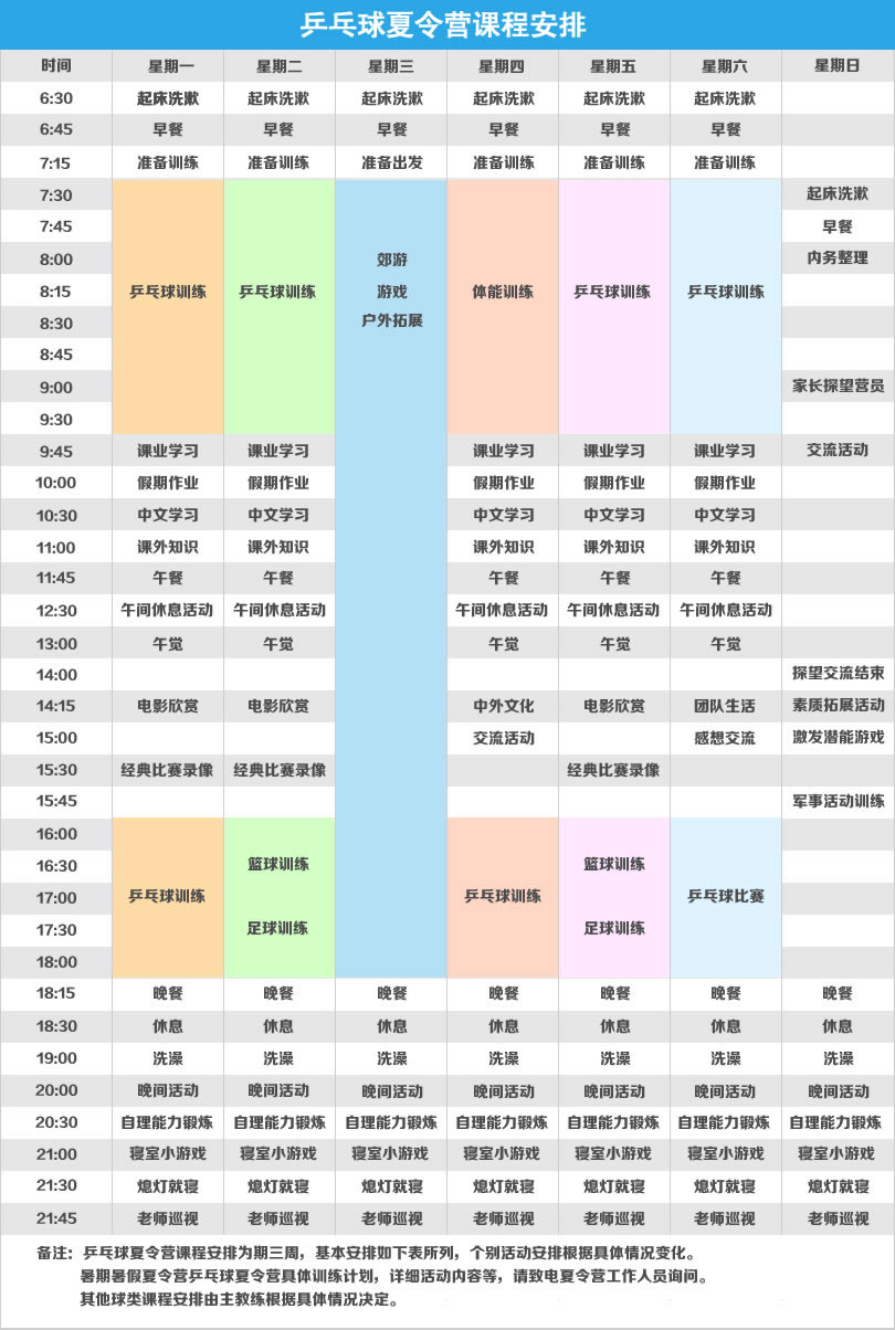 2018上海青少年生乒乓球夏令营招生简章