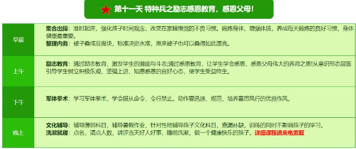 2018北京军事夏令营21天特种兵营活动安排