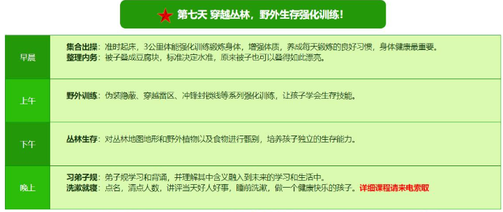 2018北京军事夏令营21天特种兵营活动安排