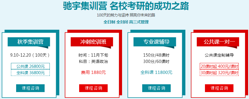 驰宇教育2019考研秋季集训营+1对1辅导